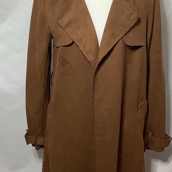 M MAGASCHONI WOMENS VEGAN FAUX LEATHER FALL TRENCH COAT-SIZE XLARGE - Picture 1 of 7
